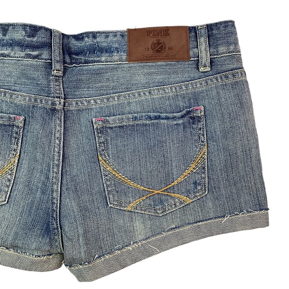 Victoria’s Secret PINK Distressed Denim Shorts Blue - Picture 4 of 8